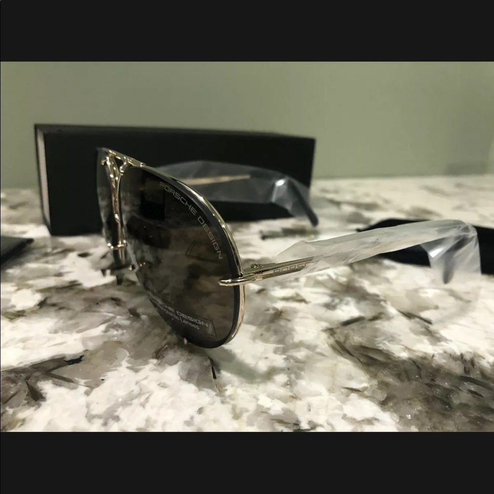 Porsche Design Aviator Sunglasses Brown Gold Frame - Picture 2 of 16